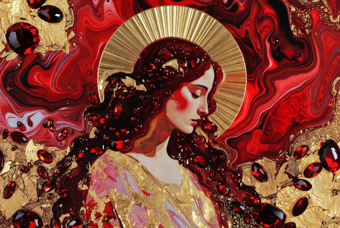 The Magdalene Rosary - Deep garnet beads with 14k gold accents