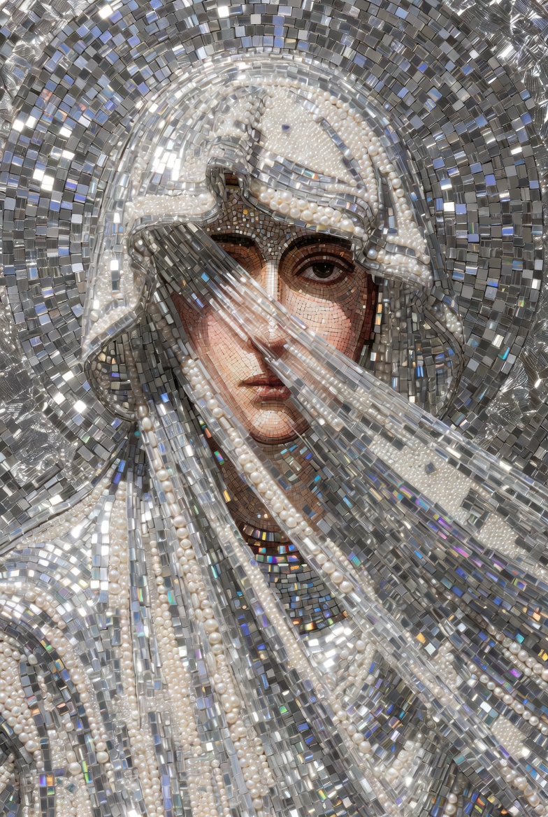 The Veil Rosary - Crystal and pearl beads with sterling silver accents